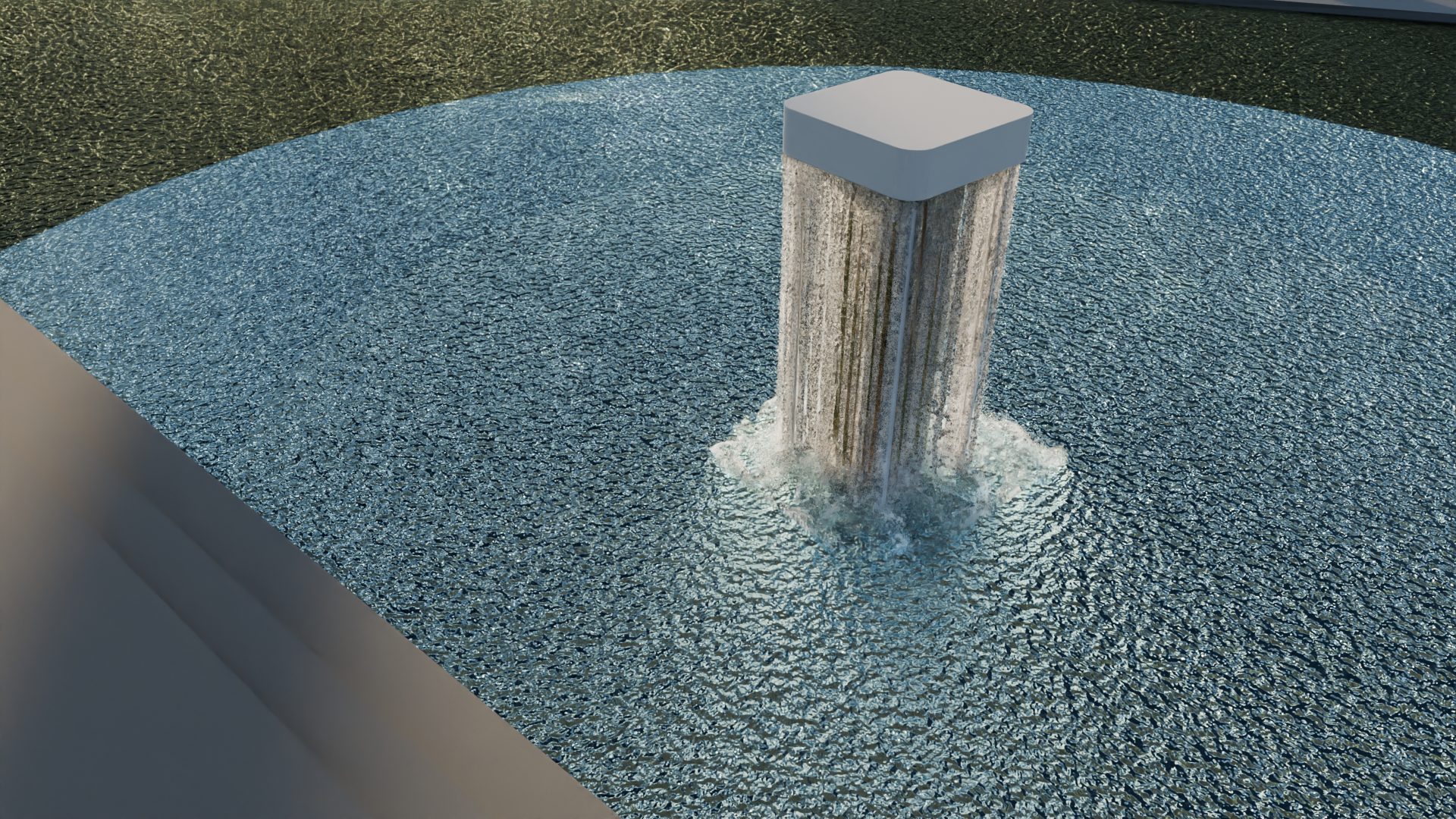 Aerial view of the Urban Cenote standing in a round pool of clean water